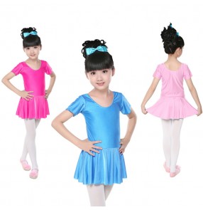 Fuchsia  black  turquoise colored short sleeves girls kids child toddlers ballet dance  gymnastics practice leotard tutu dance dresses 